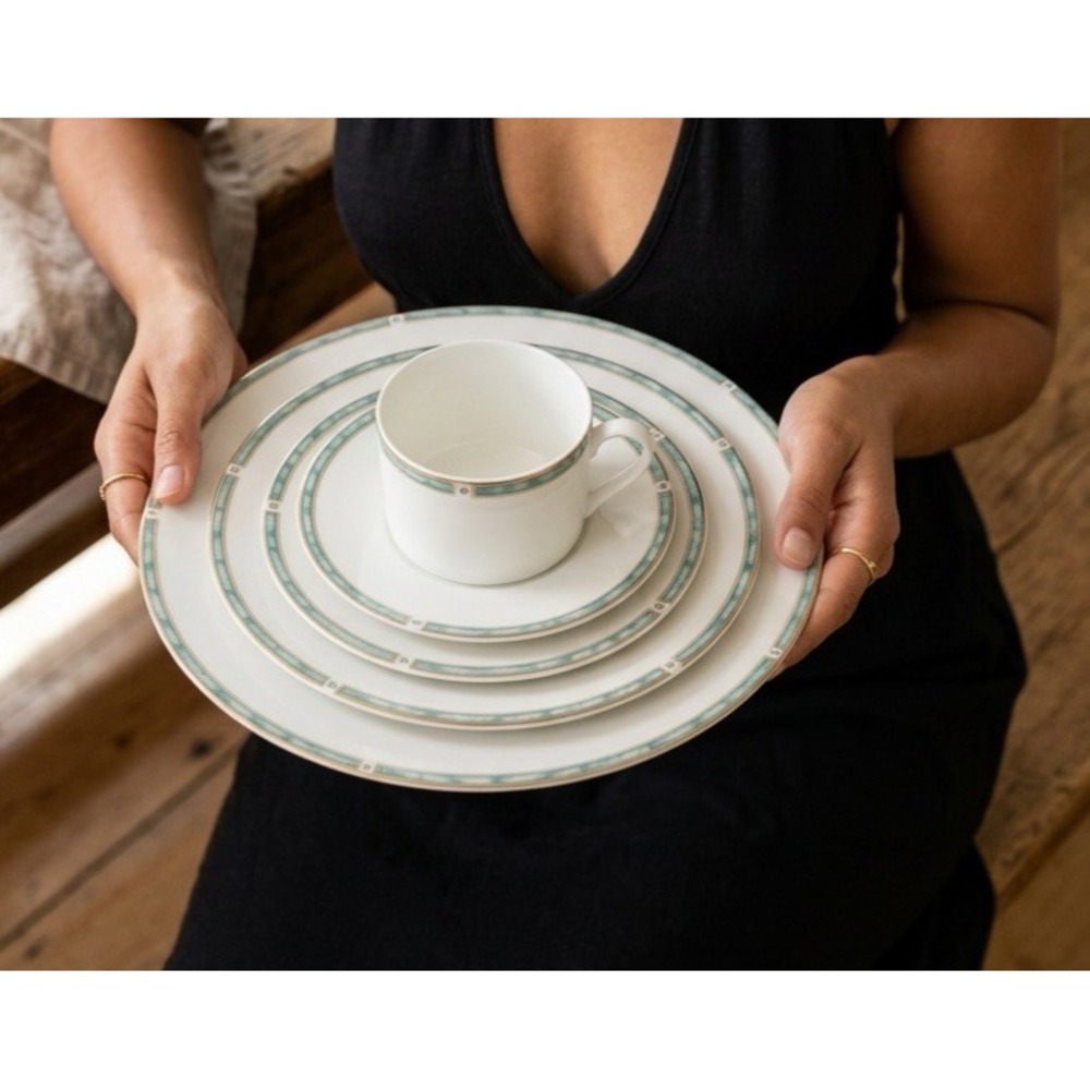 VINTAGE Bernardaud Limoges Gemme Vert 5 piece place setting Mint Unused